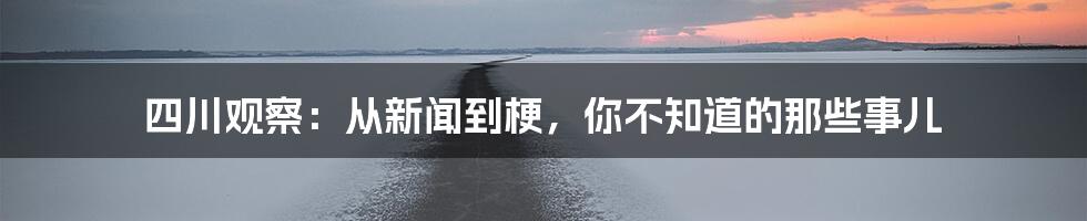 四川观察：从新闻到梗，你不知道的那些事儿