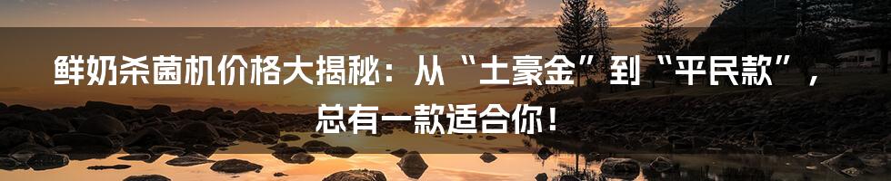 鲜奶杀菌机价格大揭秘：从“土豪金”到“平民款”，总有一款适合你！