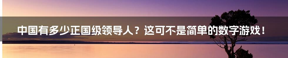 中国有多少正国级领导人？这可不是简单的数字游戏！