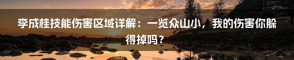李成桂技能伤害区域详解:一览众山小,我的伤害你躲得掉吗?