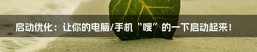 启动优化:让你的电脑/手机“嗖”的一下启动起来!