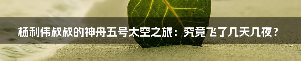 杨利伟叔叔的神舟五号太空之旅:究竟飞了几天几夜?
