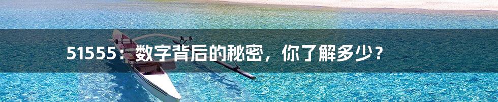 51555：数字背后的秘密，你了解多少？