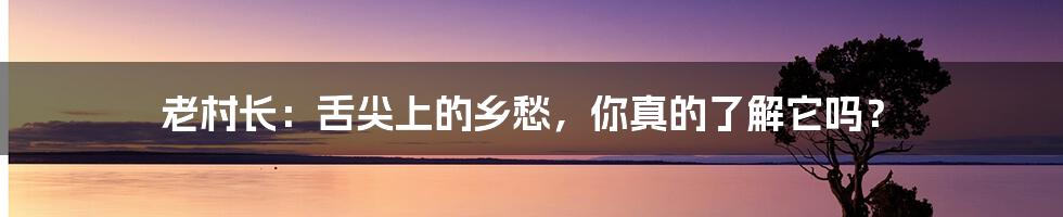 老村长:舌尖上的乡愁,你真的了解它吗?