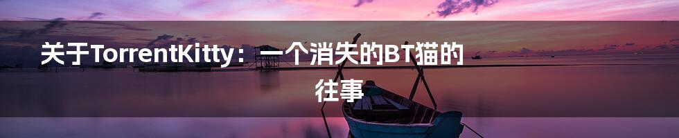 关于TorrentKitty:一个消失的BT猫的往事