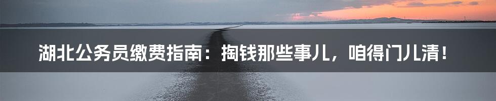 湖北公务员缴费指南:掏钱那些事儿,咱得门儿清!