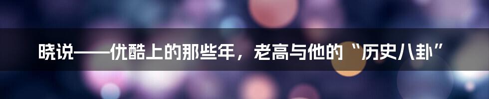 晓说——优酷上的那些年，老高与他的“历史八卦”