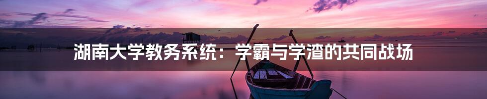 湖南大学教务系统：学霸与学渣的共同战场