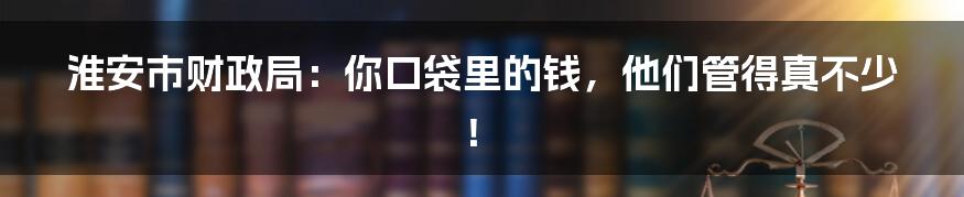 淮安市财政局:你口袋里的钱,他们管得真不少!