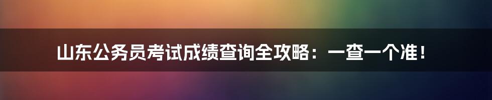 山东公务员考试成绩查询全攻略：一查一个准！