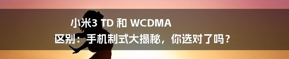 小米3 TD 和 WCDMA 区别:手机制式大揭秘,你选对了吗?