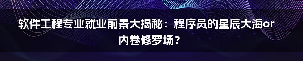 软件工程专业就业前景大揭秘:程序员的星辰大海or内卷修罗场?