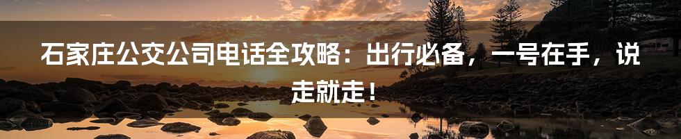 石家庄公交公司电话全攻略：出行必备，一号在手，说走就走！