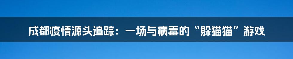 成都疫情源头追踪:一场与病毒的“躲猫猫”游戏