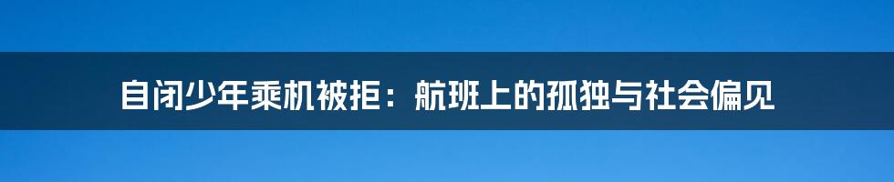 自闭少年乘机被拒:航班上的孤独与社会偏见