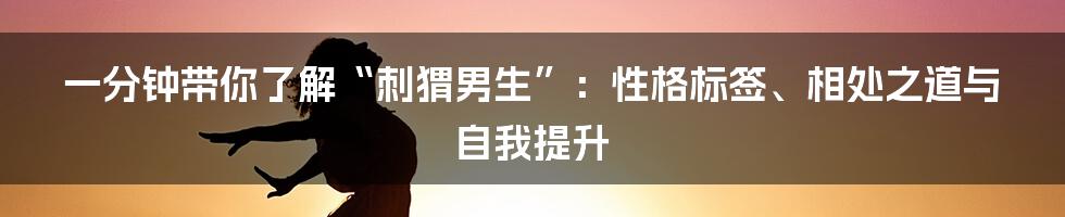 一分钟带你了解“刺猬男生”:性格标签、相处之道与自我提升