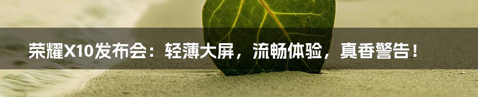 荣耀X10发布会:轻薄大屏,流畅体验,真香警告!
