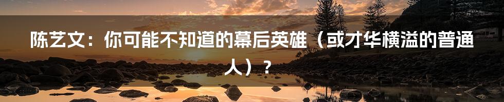 陈艺文：你可能不知道的幕后英雄（或才华横溢的普通人）？