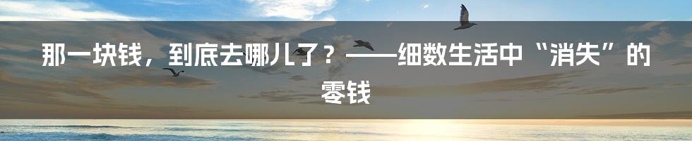 那一块钱，到底去哪儿了？——细数生活中“消失”的零钱