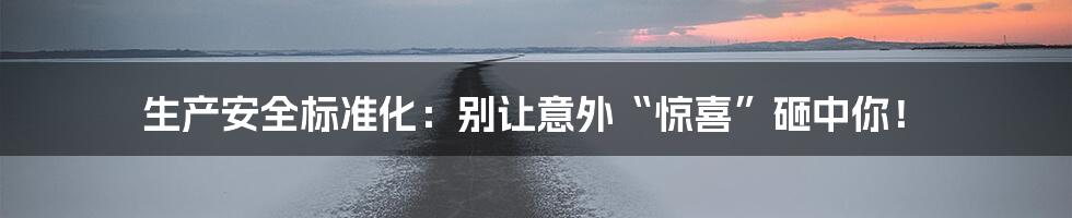 生产安全标准化:别让意外“惊喜”砸中你!