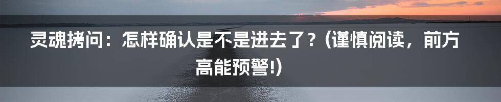 灵魂拷问：怎样确认是不是进去了？(谨慎阅读，前方高能预警!)