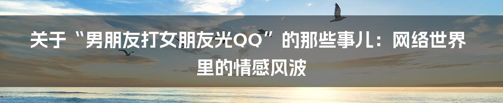 关于“男朋友打女朋友光QQ”的那些事儿:网络世界里的情感风波