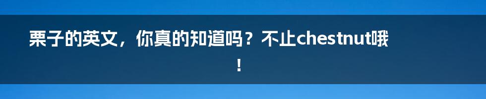 栗子的英文,你真的知道吗?不止chestnut哦!