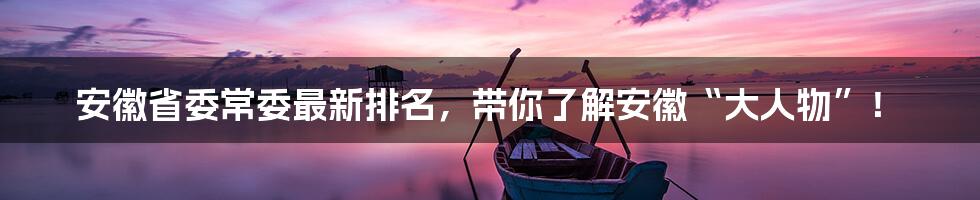 安徽省委常委最新排名,带你了解安徽“大人物”!