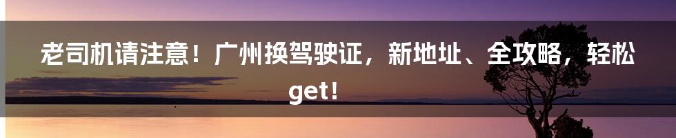 老司机请注意!广州换驾驶证,新地址、全攻略,轻松get!