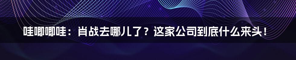 哇唧唧哇:肖战去哪儿了?这家公司到底什么来头!