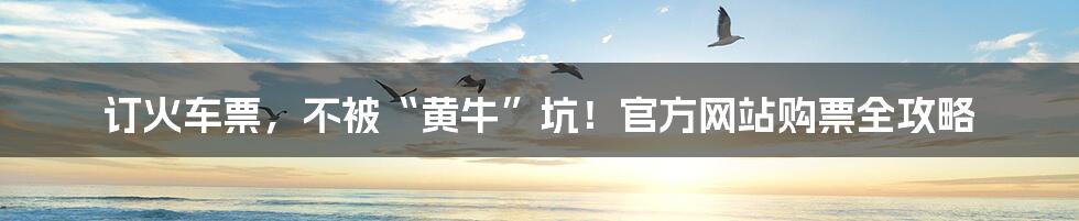 订火车票,不被“黄牛”坑!官方网站购票全攻略