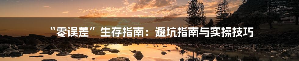 “零误差”生存指南：避坑指南与实操技巧