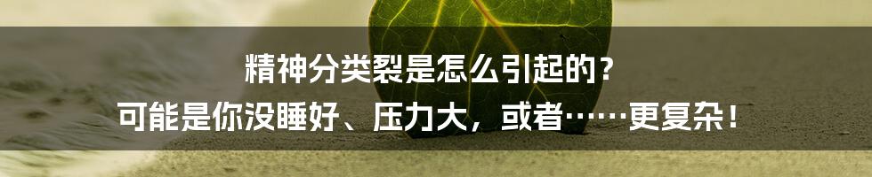 精神分类裂是怎么引起的? 可能是你没睡好、压力大,或者……更复杂!