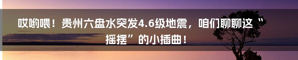 哎哟喂!贵州六盘水突发4.6级地震,咱们聊聊这“摇摆”的小插曲!