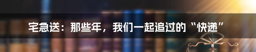 宅急送:那些年,我们一起追过的“快递”