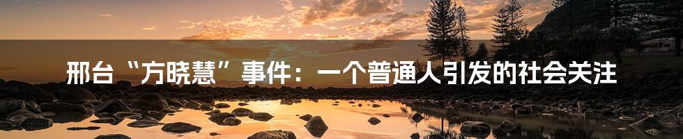 邢台“方晓慧”事件:一个普通人引发的社会关注