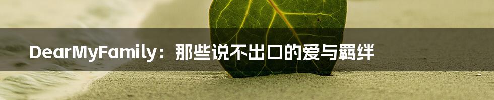 DearMyFamily：那些说不出口的爱与羁绊
