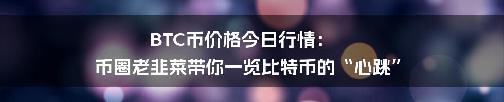 BTC币价格今日行情： 币圈老韭菜带你一览比特币的“心跳”