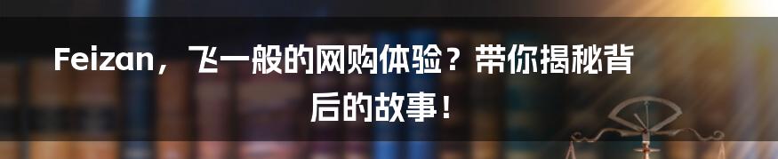 Feizan,飞一般的网购体验?带你揭秘背后的故事!