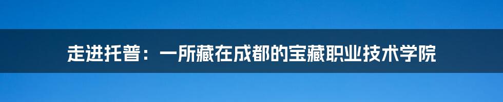 走进托普:一所藏在成都的宝藏职业技术学院