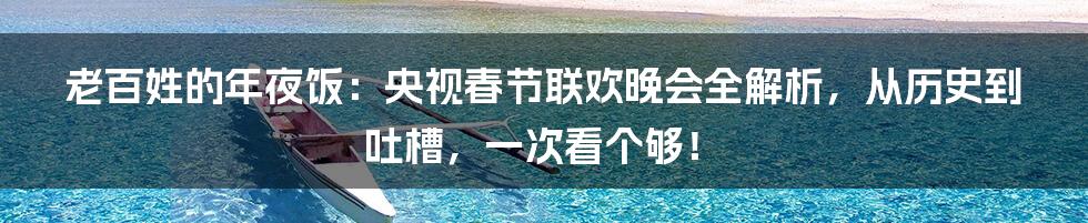 老百姓的年夜饭:央视春节联欢晚会全解析,从历史到吐槽,一次看个够!