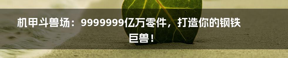 机甲斗兽场:9999999亿万零件,打造你的钢铁巨兽!