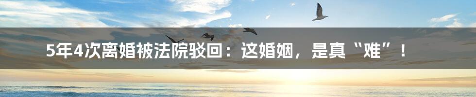 5年4次离婚被法院驳回:这婚姻,是真“难”!