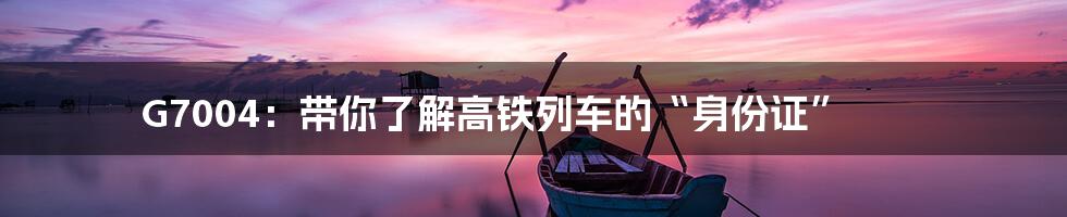 G7004：带你了解高铁列车的“身份证”