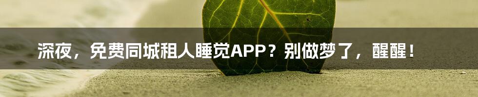 深夜,免费同城租人睡觉APP?别做梦了,醒醒!