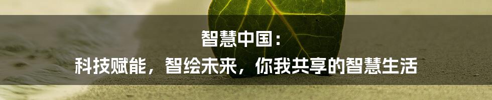 智慧中国: 科技赋能,智绘未来,你我共享的智慧生活