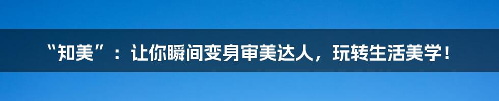 “知美”：让你瞬间变身审美达人，玩转生活美学！
