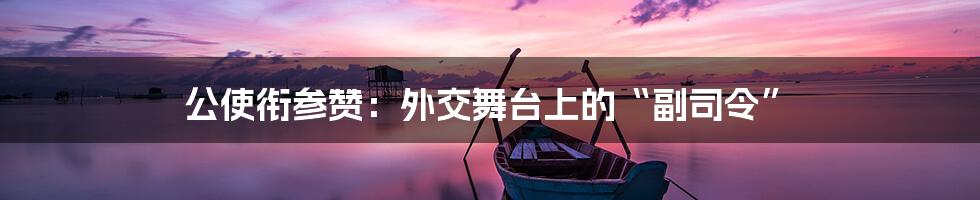 公使衔参赞:外交舞台上的“副司令”