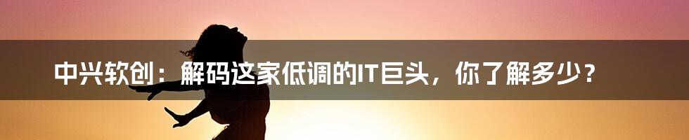 中兴软创：解码这家低调的IT巨头，你了解多少？