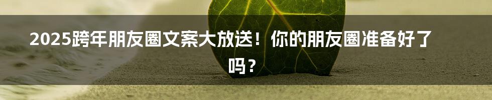 2025跨年朋友圈文案大放送!你的朋友圈准备好了吗?